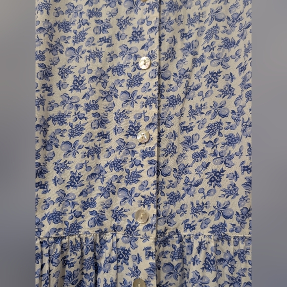 Vintage April Cornell Maxi Dress Womens Size M Blue/White - Picture 3 of 7
